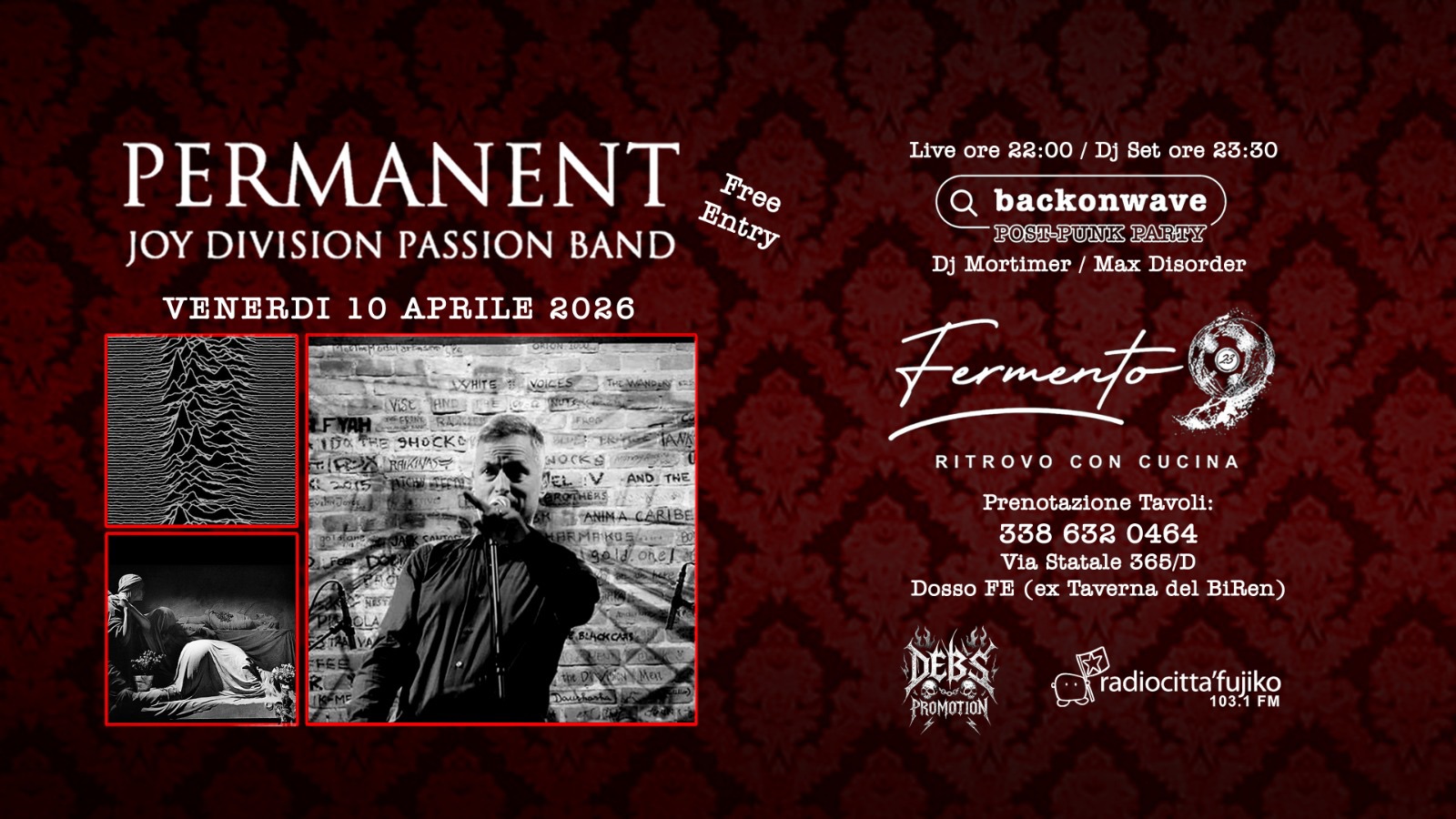 BACKONWAVE POST-PUNK PARTY 2’ EDITION Potrebbe essere un'immagine raffigurante sassofono e testo