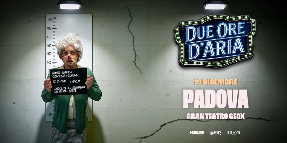 BARUTZ presenta IL NUOVO SPETTACOLO DI NONNA MARISA | Padova – Gran Teatro Geox Potrebbe essere un'immagine raffigurante il seguente testo "BARUTZ PRESENTA A Nonna di IL NUOVO SPETTACOLOdi di Marisa 19 DICEMBRE 2026 GRAN TEATRO GEOX PADOVA HOUSE BARUTZ BRAVE zed! ticketmaster tidketone"