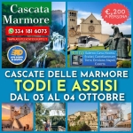 CASCATE DELLE MARMORE, TODI E ASSISI (03/04/OTTOBRE) Cascate Delle Marmore, Todi E Assisi (03/04/Ottobre) a Scafati (SA) il 3 ottobre 2026