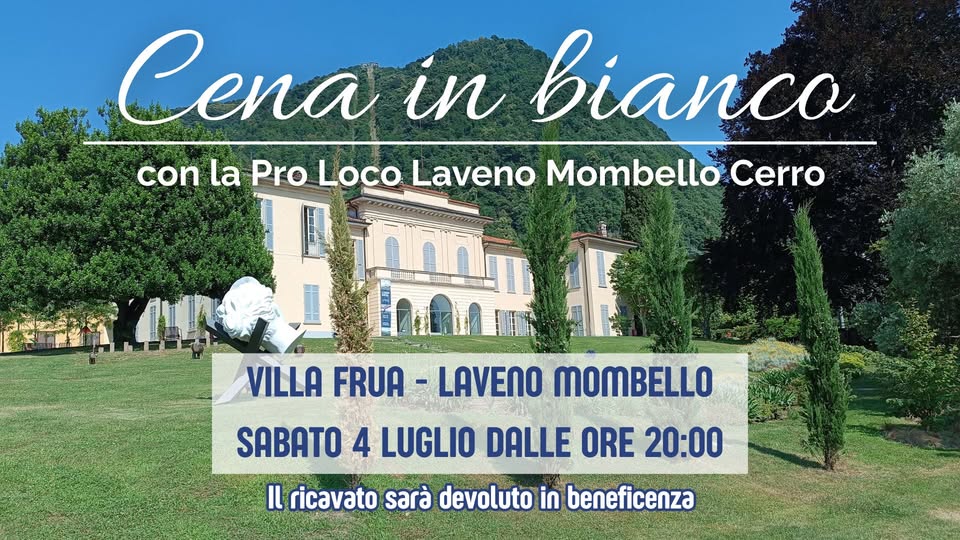 Evento Cena in bianco con la Pro Loco Locandina Cena in bianco con la Pro Loco - sabato 4 luglio ore 20:00 - 22:00