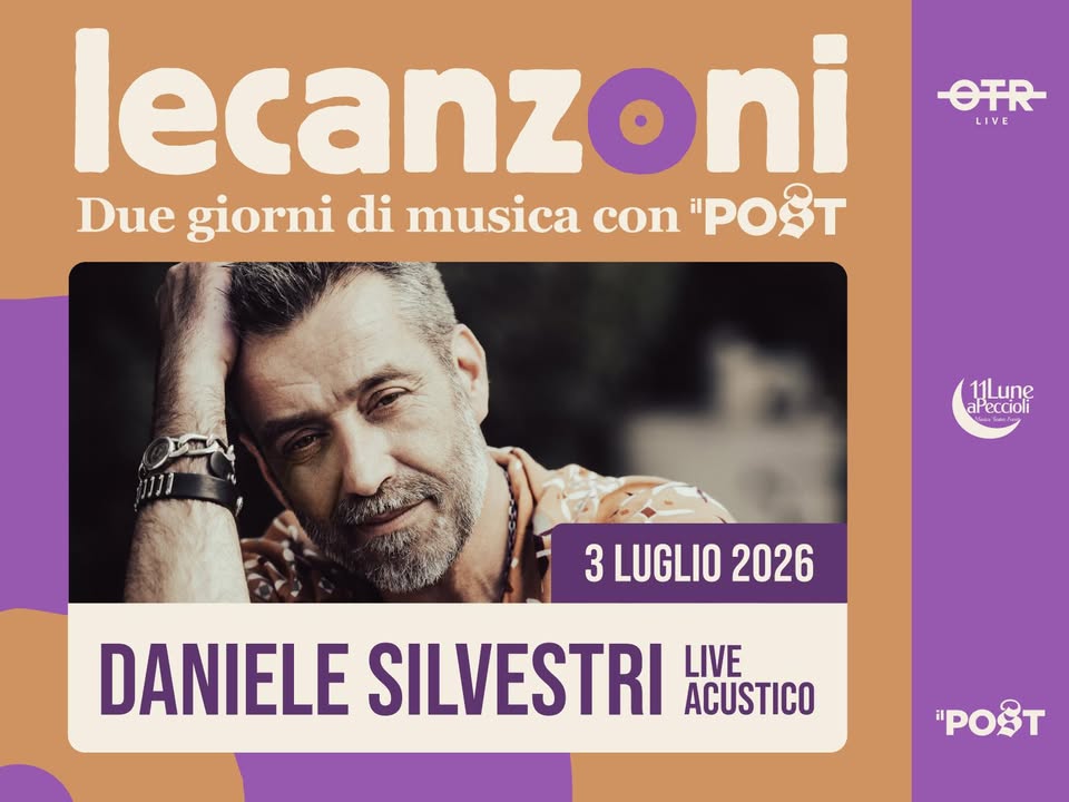Evento Daniele Silvestri a 11Lune 2026 Locandina Daniele Silvestri a 11Lune 2026 - venerdì 3 luglio ore 21:00 - 23:00