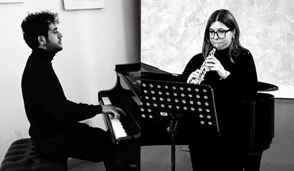 Duo Coschignano – Adornetti Potrebbe essere un'immagine raffigurante oboe, pianoforte, clarinetto e flauto