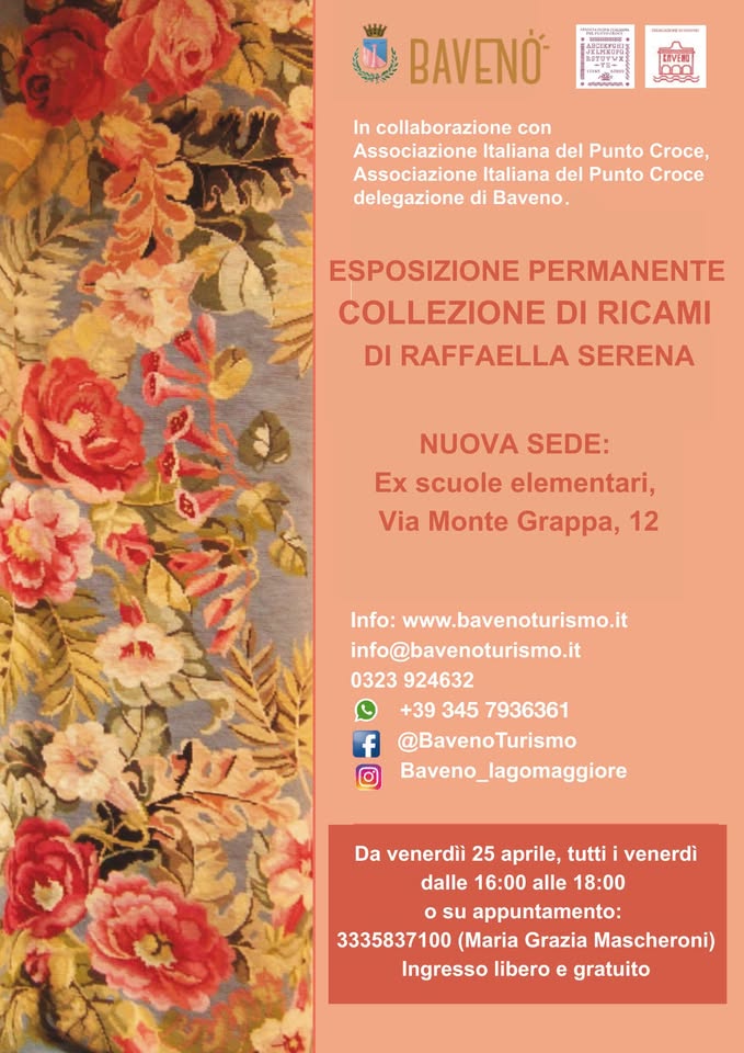 Evento Esposizione Permanente Dei Ricami Di Raffaella Serena Locandina Esposizione Permanente Dei Ricami Di Raffaella Serena - da venerdì 24 aprile - venerdì 25 settembre 2026 ore 16:00 ore 18:00