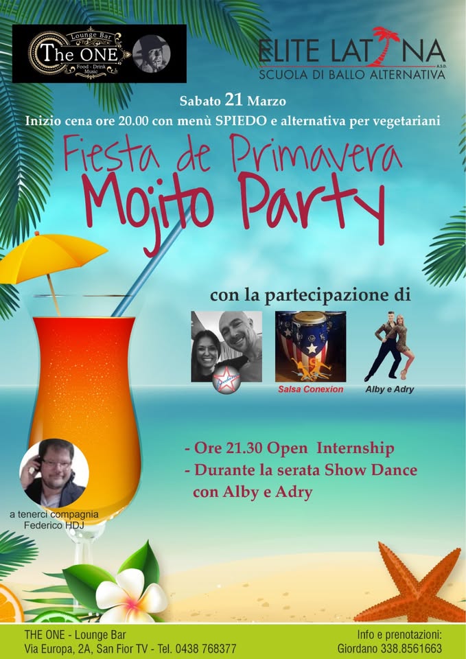 Evento Festa De Primavera Mojito Party Locandina Festa De Primavera Mojito Party - sabato 21 marzo ore 21:30 - 23:30