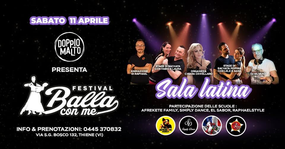 Evento Festival “Balla Con Me” Al Doppio Malto Locandina Festival “Balla Con Me” Al Doppio Malto - sabato 11 aprile ore 21:00 - 03:00