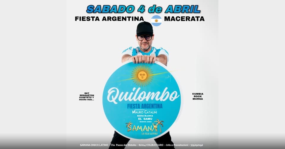 Evento Fiesta Argentina Macerata Locandina Fiesta Argentina Macerata - sabato 4 aprile ore 17:00 - 03:30