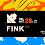FINK // Live al MONK // ROMA Potrebbe essere un contenuto grafico raffigurante il seguente testo "MER WED 28/10 FINK LIVE Barley Arts"