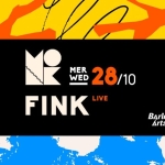 FINK // Live al MONK // ROMA Potrebbe essere un contenuto grafico raffigurante il seguente testo "MER WED 28/10 FINK LIVE Barley Arts"