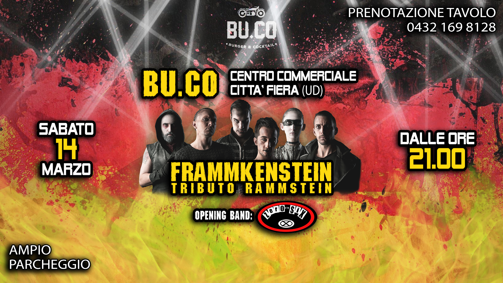 Evento Frammkenstein (Rammstein Tribute) Zero Six al BuCo di Udine Locandina Frammkenstein (Rammstein Tribute) Zero Six al BuCo di Udine - sabato 14 marzo ore 21:00 - 23:00