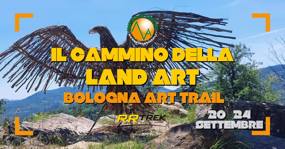IL CAMMINO DELLA LAND ART – BOLOGNA MONTANA ART TRAIL Potrebbe essere un'immagine raffigurante Saqsaywaman e il seguente testo "ר r ር M アTル AMASE CAMMINOD MMINODELLA LAND ART BOLOGNA ART TRAIL 22-26 26 22 MARZOI RR PROMA"
