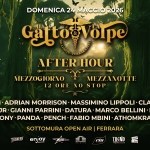 Il Gatto & La Volpe presenta AFTERHOUR Potrebbe essere un contenuto grafico raffigurante il seguente testo "FOWERED MADAM DOMENICA 24 MAGGIO 2026 Gätto GättoVolpe Volpe DEANIT AFTER AFTERHOUR HOUR MEZZOGIORNO NOTTE 12ORENOSTOP 12 ORE 12ORE N STOP SOTTOMURA OPEN AIR FERRARA TECHHD90J Tiokaf PRST9"