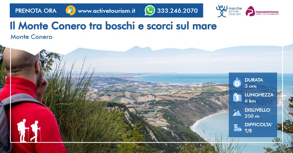 Evento Il Monte Conero tra boschi e scorci sul mare Locandina Il Monte Conero tra boschi e scorci sul mare - da domenica 12 aprile - sabato 5 dicembre 2026 ore 09:15 ore 12:30