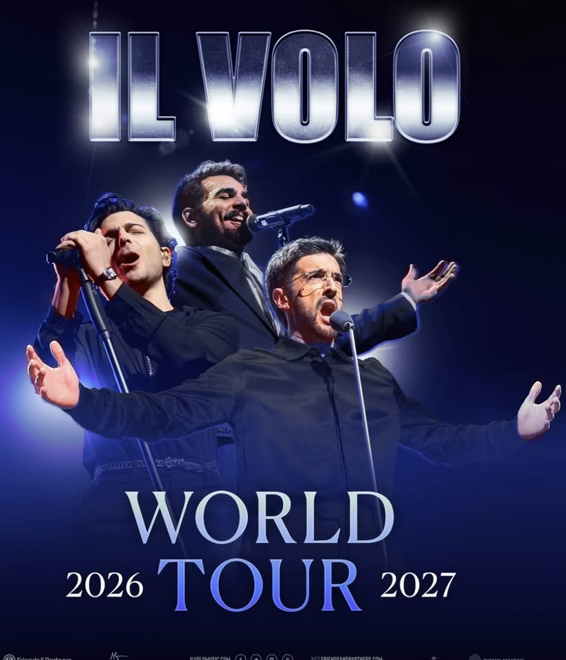IL VOLO World Tour Potrebbe essere un'immagine raffigurante il seguente testo "IL IVOLO WORLD 2026 2026 TOUR 2026TOUR2027 2027"