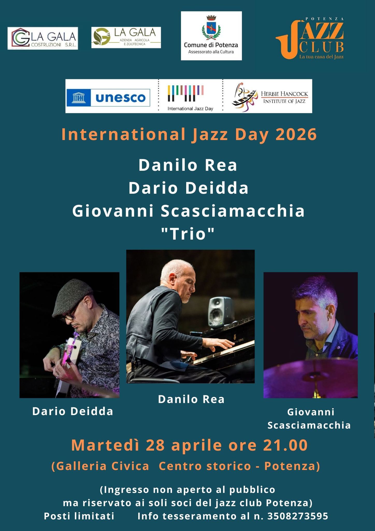 Evento International Jazz Day Rea – Deidda – Scasciamacchia Trio Locandina International Jazz Day Rea – Deidda – Scasciamacchia Trio - martedì 28 aprile ore 21:00 - 23:00