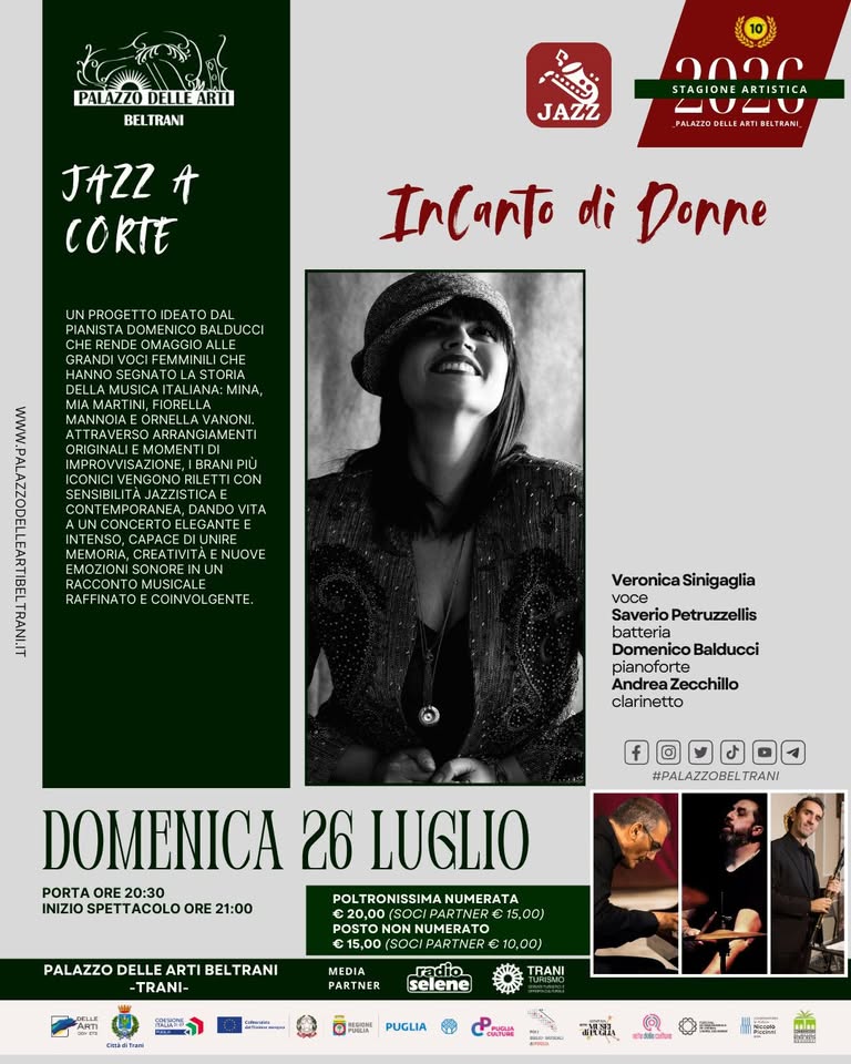 Evento Jazz A Corte Incanto Di Donne Locandina Jazz A Corte Incanto Di Donne - domenica 26 luglio ore 21:00 - 23:00