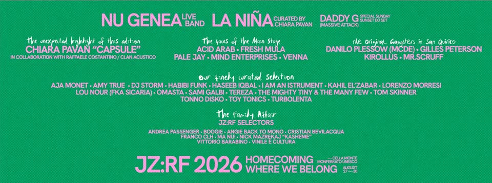 Evento Jazz re found Festival 2026 Locandina Jazz re found Festival 2026 - giovedì 27 agosto ore 14:00 - 16:00