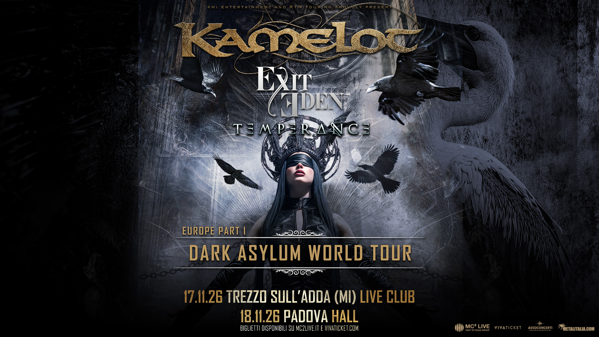 Evento Kamelot – Dark Asylum World Tour – Europe Part I Padova, Hall Locandina Kamelot – Dark Asylum World Tour – Europe Part I Padova, Hall - mercoledì 18 novembre ore 19:00 - 21:00