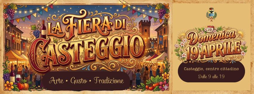 La Fiera di Casteggio Potrebbe essere un'immagine raffigurante il seguente testo "LA FIERA DI ASTEGGIO Arte Aute•Gusto•Tradizione Gusto. Tradizione Domenica 19APRILE Casteggio, centro Casteggio,centrocittadino cittadino citta Dalle9alle alle"
