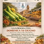 LA LOGGIA (TO) Sagra del Cossot Potrebbe essere un'immagine raffigurante il seguente testo "SAGRA DEL COSSOT 22A EDIZIONE LA LOGGIA LALOGGIA(TO) (TO) DOMENICA 14 GIUGNO PER LE VIE DEL CENTRO Bancarelle Prodotti del territorio Musica Tradizione"