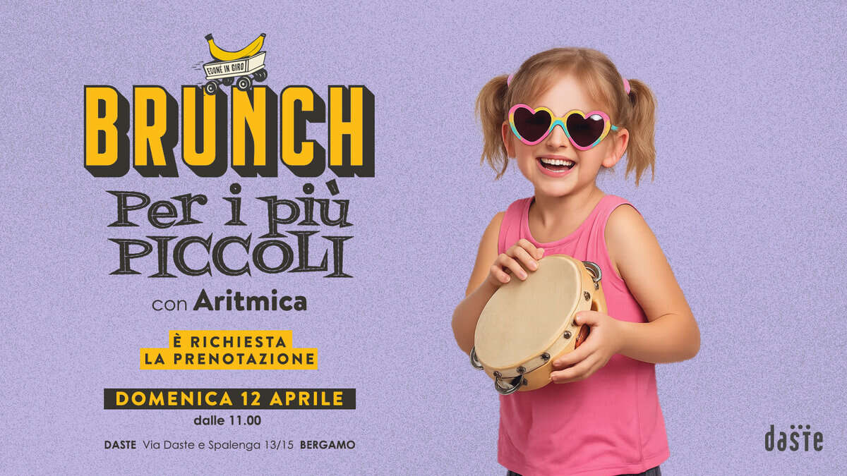 Potrebbe essere un'immagine raffigurante il seguente testo "pHe SIRO BRUNCH Per i più PICCOLI con Aritmica 4eaeHow È RICHIESTA LA PRENOTAZIONE DOMENICA 12 APRILE dalle 11.00 DASTE Via Daste e Spalenga 13/15 BERGAMO dasie"