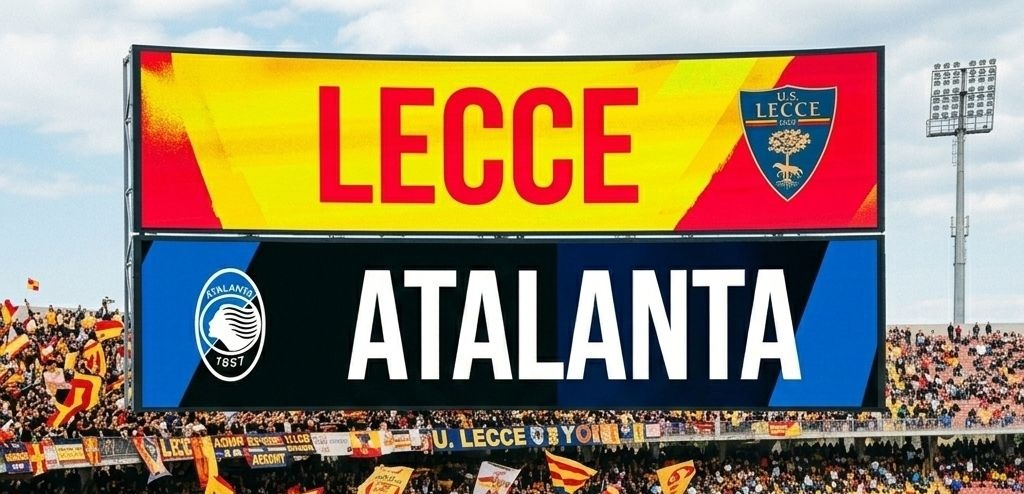 Lecce-Atalanta Potrebbe essere un'immagine raffigurante calcio, football e testo