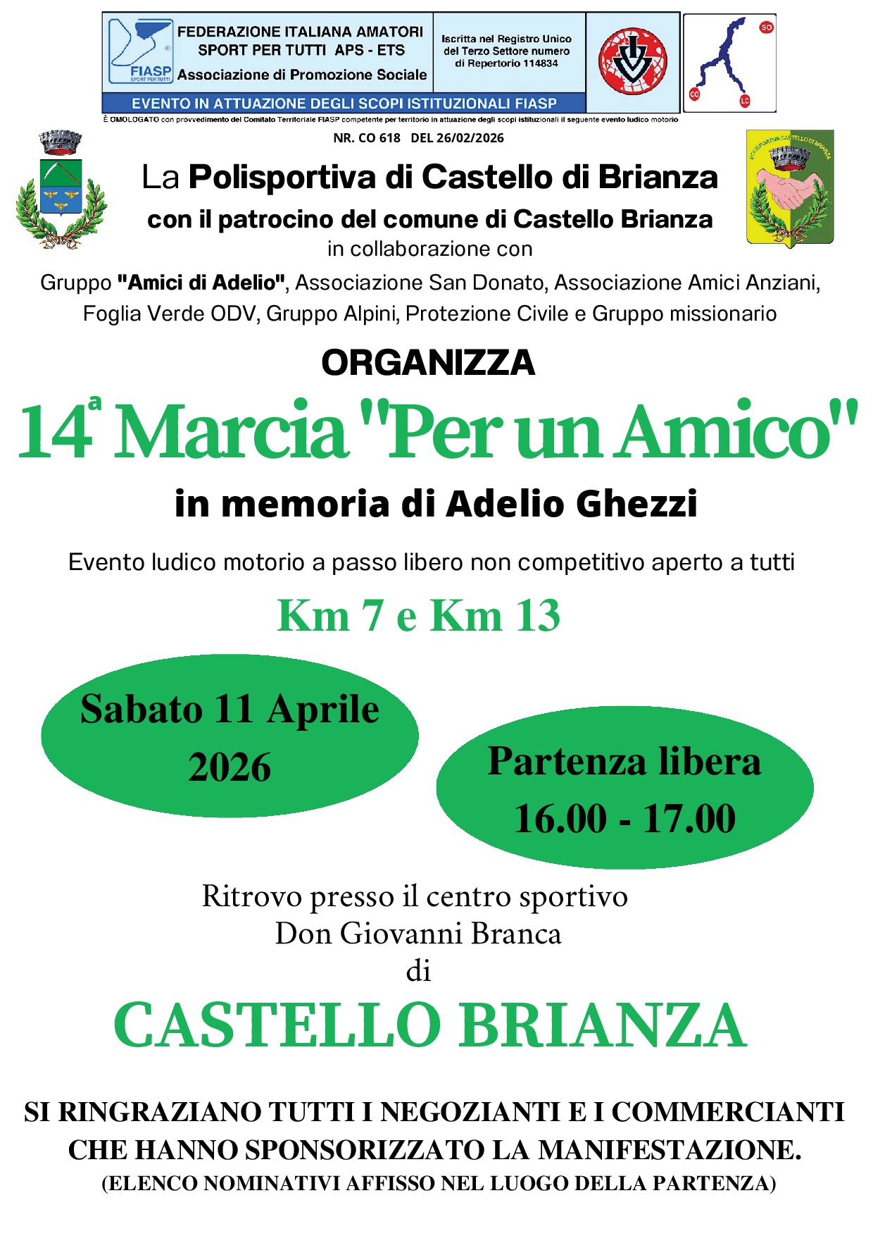 Marcia “Per un Amico” Potrebbe essere un'immagine raffigurante testo