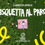 PASQUETTA AL PARCO 🌿 Parco Laurentino Potrebbe essere un disegno raffigurante calcio e il seguente testo "on LUNEDI 6 APRILE * PASQUETTA AL PARCO 6 I VIA PARCO LAURENTINO TRIGORIA, 62 iC"