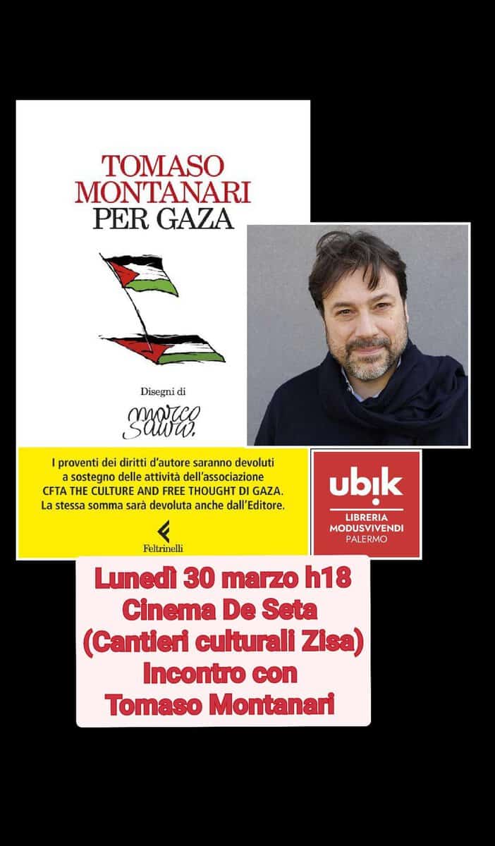 Evento Per Gaza Tomaso Montanari a Palermo Locandina Per Gaza Tomaso Montanari a Palermo - lunedì 30 marzo ore 18:00 - 19:00