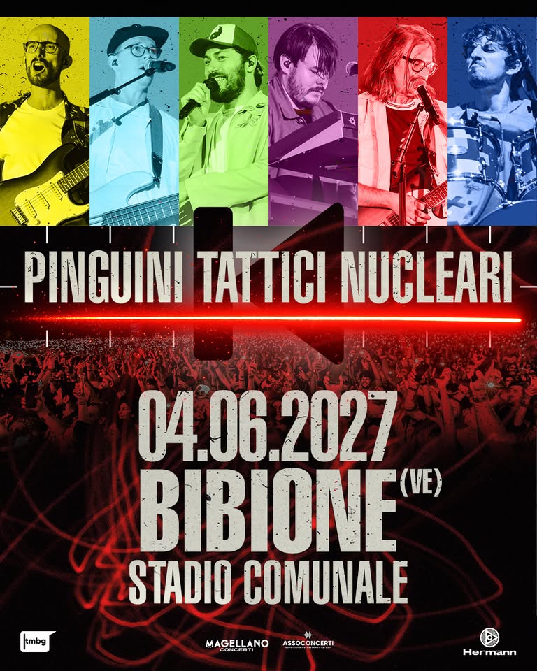 Pinguini Tattici Nucleari – Data zero 2027 Potrebbe essere un'immagine raffigurante testo