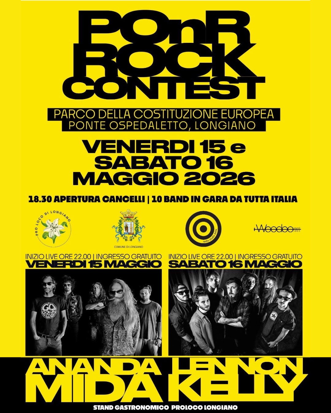 Ponte Ospedaletto ‘n Rock Contest 2026 Potrebbe essere un'immagine raffigurante il seguente testo "BAND EMERGENTI, TUTTII GENERI, TUTTE TUTTELEETA' PONTE OSPEDALETTO N' ROCK CONTEST 2026 15-16 MAGGIO 2026, LONGIANO FC ITALY vai su ponrlab.com POCK. និ T TWlax orviet 天猪 PERUE ponrlab.com POnR lab ponrlab.com"