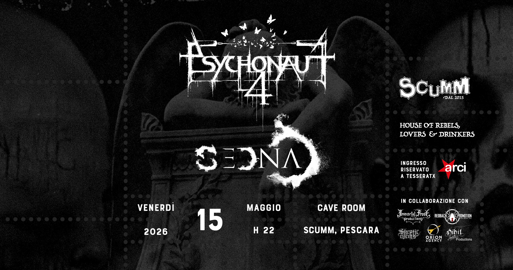 PSYCHONAUT 4 + Sedna / Live @ SCUMM (Pescara) Potrebbe essere un'illustrazione raffigurante testo