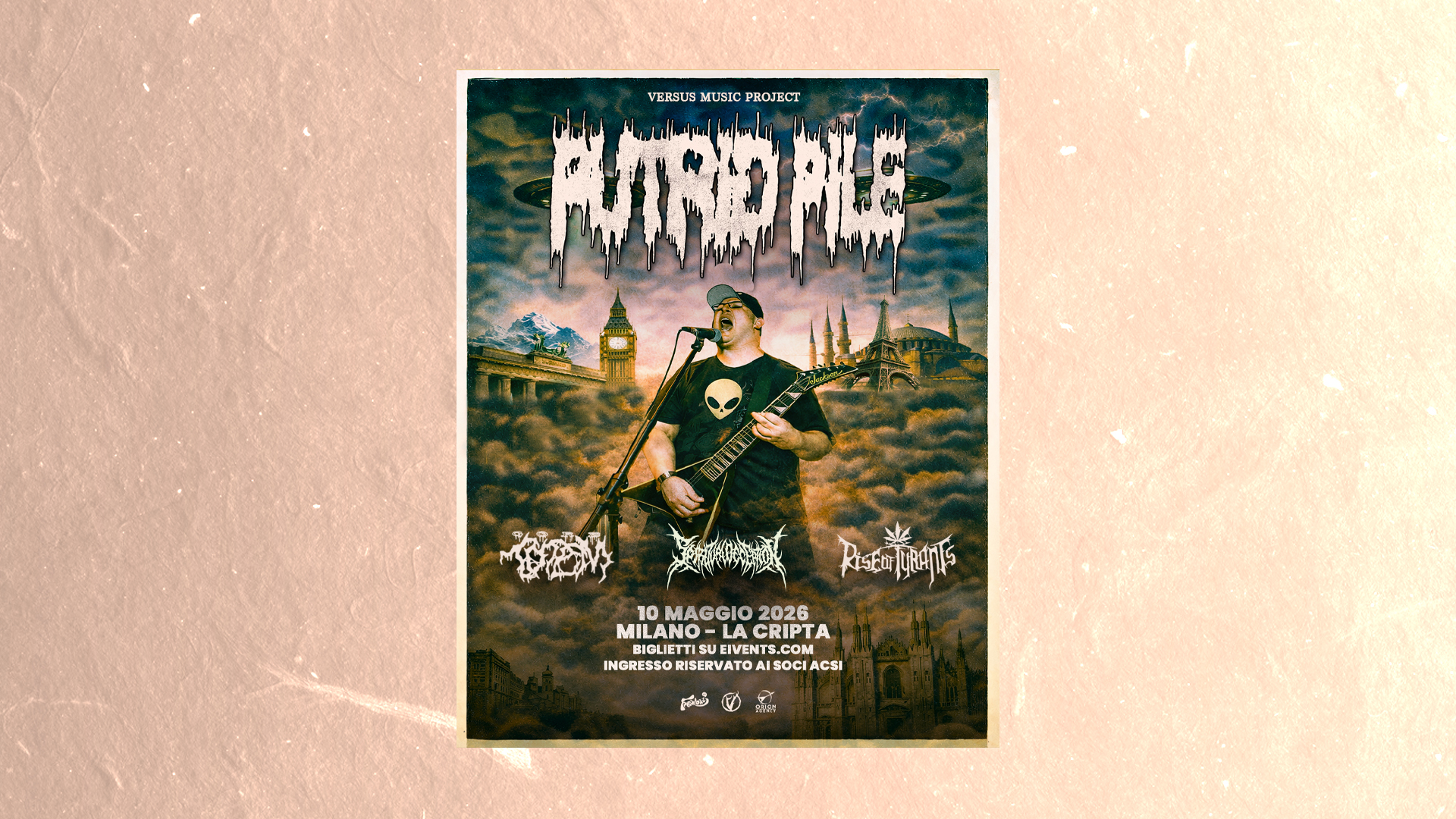 Putrid Pile @La Cripta, Milano Potrebbe essere un'immagine raffigurante il seguente testo "PTREOPILE MusirProjec Muzir Project VenurMuricPrujart Versur ጋጋሶ 10MAGGIO2026 10 MAGGIO 2026 MILANO- CRIPTA MILANO-LACRIPTA A BIGLIETTIS BIGLIETTISUEIVENTS.COM EIVENTS.COM INGRESSO INGRESSORISERVATOAISOCIACSI RISERVATO RISERVATOAISOCI AISOCI ACSI ಜహೇతಿ G 清告"