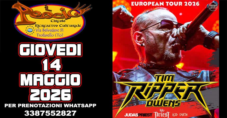 Evento Ripper Owens Live European Tour 2026 Locandina Ripper Owens Live European Tour 2026 - giovedì 14 maggio ore 22:30 - 00:30