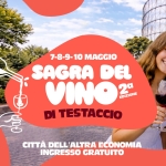SAGRA DEL VINO DI TESTACCIO 🍇🍷 2026 Potrebbe essere un'immagine raffigurante una o più persone e il seguente testo "cлoBAH 7-8-9-1 7-8-9-10MAGGIO 10 MAGGIO SAGRA DEL 2a 2α EDIZIONE TESTACCIO I လ၀မ် CITTĂ DELL DELL'ALTRA ECONOMIA INGRESSO GRATUITO"