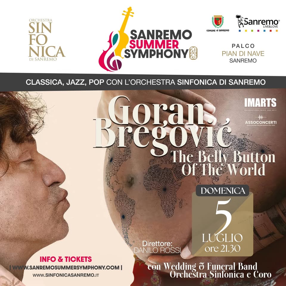 Evento Sanremo Summer Symphony Goran Bregovic Locandina Sanremo Summer Symphony Goran Bregovic - domenica 5 luglio ore 21:30 - 23:30