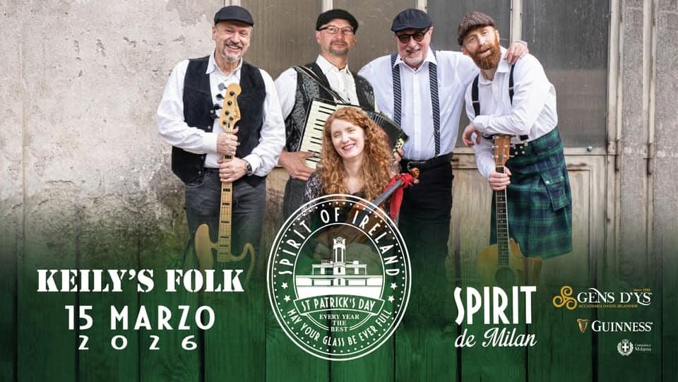Spirit of Ireland 2026 – Keily’s Folk Potrebbe essere un'immagine raffigurante il seguente testo "R DI OF IR RIT IT N KEILY'S FOLK 15 MARZO 2026 o 2 2 6 T PATRICK'S TPATRICK'SDAY DAY EVE EVERYYEAR EVERY YEAR ULL YOUR BEST GLASS BE EVER SPIRIT SGENSD'YS D'YS ป GUINNESS de Milan analiM."