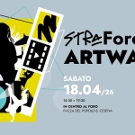 Straforo Artwave Potrebbe essere un contenuto di pop art raffigurante il seguente testo "נדו N Sイカ STRAForo Foro ARTWAVE SABATO 18.04/20 /26 15:30 15:30>19:30 19:30 IN CENTRO FORO PIAZZA DEL POPOLO CESENA PARTECIPAZIONE GRATUITA!"