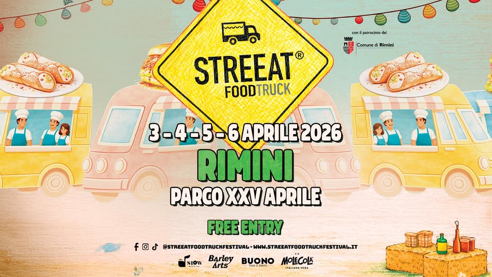 STREEAT® Food Truck Festival RIMINI Potrebbe essere un'immagine raffigurante strada e testo