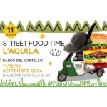 Street Food Time L’Aquila Potrebbe essere un disegno raffigurante il seguente testo "nMΛMΛΜΕ EDIZIONE STREET FOOD TIME L'AQUILA গ্রহश FooD PARCO DEL CASTELLO 11/12/13 SETTEMBRE 2026 DALLE ORE 12.00 ALLE 24.00 ww a . ΔΑΝ MnNmNh ИMи"