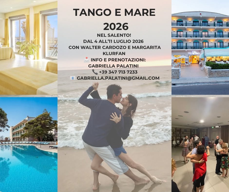 Evento Tango e Mare 2026 Locandina Tango e Mare 2026 - da sabato 4 luglio - sabato 11 luglio 2026 ore 14:00 ore 12:00