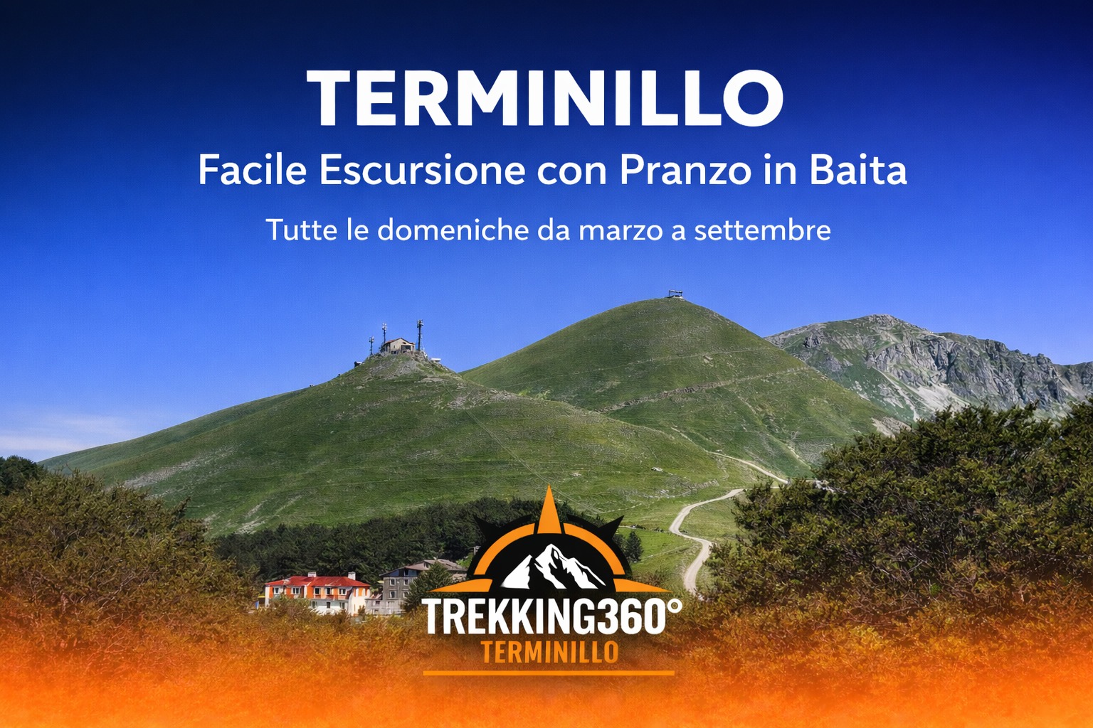 Evento Terminillo – Trekking panoramico con pranzo in baita Locandina Terminillo – Trekking panoramico con pranzo in baita - da domenica 22 marzo - domenica 27 settembre 2026 ore 10:00 ore 15:00
