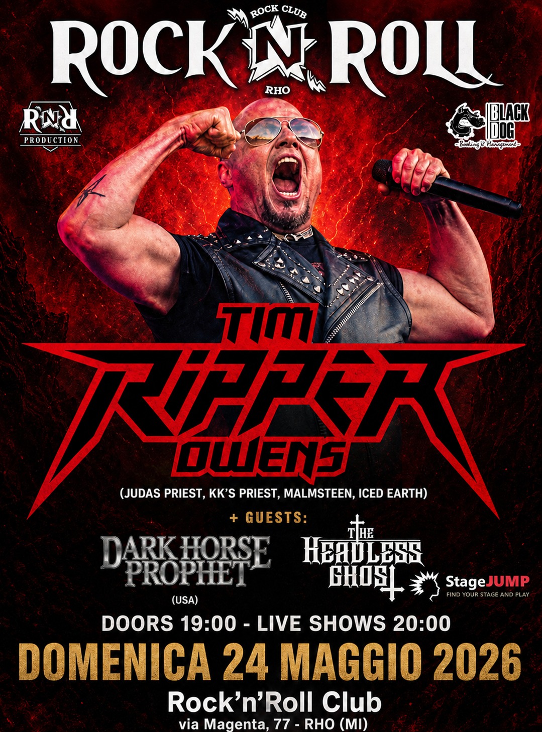 TIM RIPPER OWENS (former JUDAS PRIEST) live @ Rock’n’Roll Club, RHO! Potrebbe essere un'immagine raffigurante testo