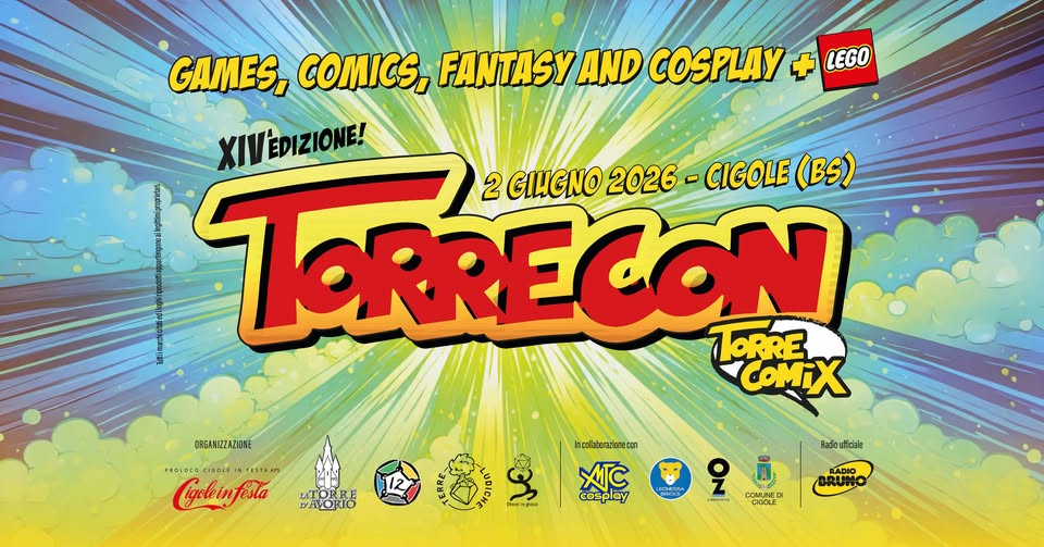 TORRECON 2026 – TORRE COMIX Potrebbe essere un'immagine raffigurante testo