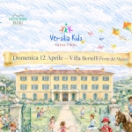 Versilia Kids Potrebbe essere un disegno raffigurante il seguente testo "Con Patraciniod del HORTEDEIMARNT Vorsilia FORTEDEIMARMI: FORTEDEI E 비 CRLCOVE LCOVEROMANT ណ FONDAZIONE VILLABERTELL MLLA VILLABERTELLI FORTE 次K Versilia Kids Piccolo Piccolo¿Bello e Bello Domenica 12 Aprile- Villa Bertelli Forte dei FortedeiMarmi Marmi TRUCCABIMBI"