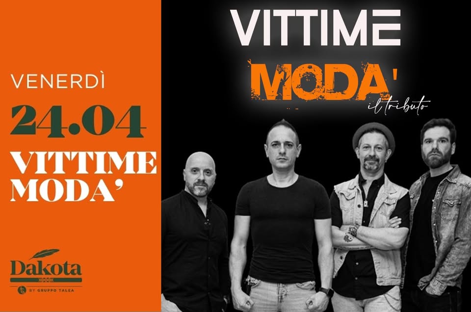Vittime Modà Il Tributo | Dakota Pub @Vigonza 🍺 Potrebbe essere un'immagine raffigurante una o più persone e il seguente testo "VITTIME OA' bributo VENERDÌ 24.04 VITTIME MODA Dakota GR GRUPPO TALEA Or"