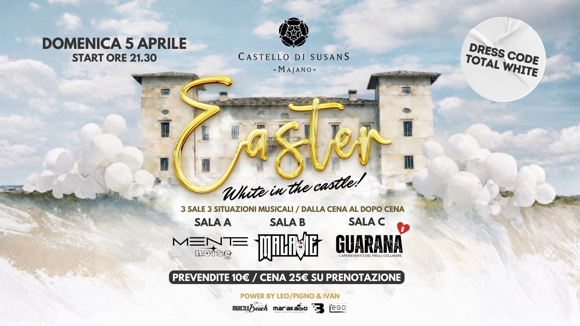 Evento White In the Castle – Castello di Susans – 5.04.2026 Locandina White In the Castle – Castello di Susans – 5.04.2026 - domenica 5 aprile ore 21:00 - 23:00