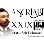 XXIX Scriabin International Piano Competition Potrebbe essere un disegno raffigurante il seguente testo "SCRIABIN INTERNATIONAL XXIX ΧχιχΨημΗ HIAHY COMPETITION 21st-28th February 2027 Teatro degli Industri, Grosseto, Italy"