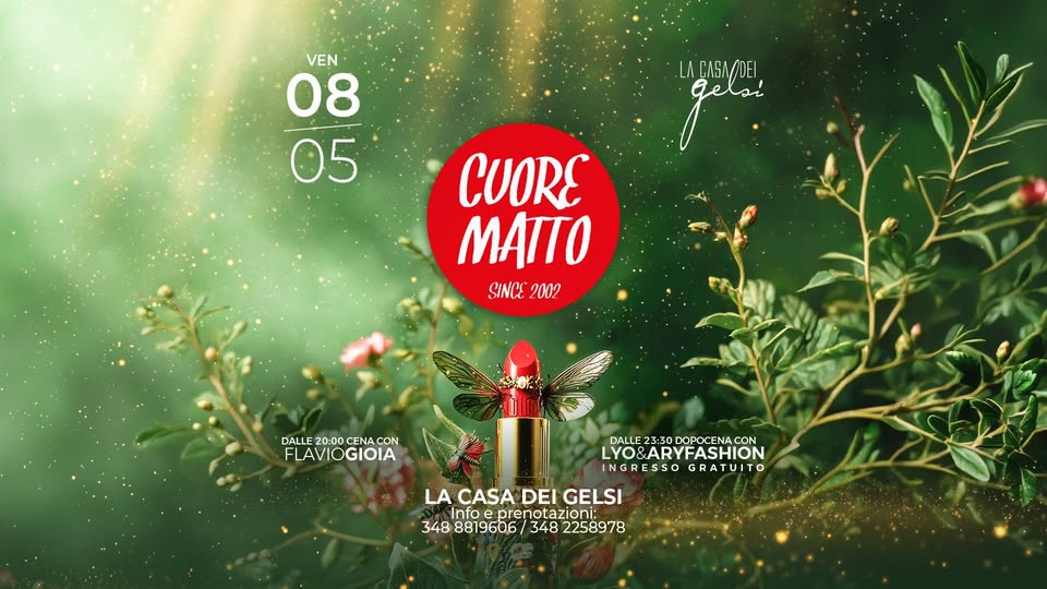 Evento 08.05 Cuore Matto Locandina 08.05 Cuore Matto - venerdì 8 maggio ore 20:00 - 22:00