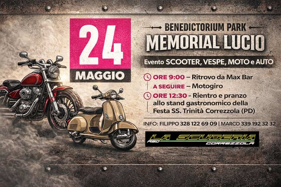 Evento 5° Memorial Lucio @Lascuderia Locandina 5° Memorial Lucio @Lascuderia - domenica 24 maggio ore 09:00 - 16:00