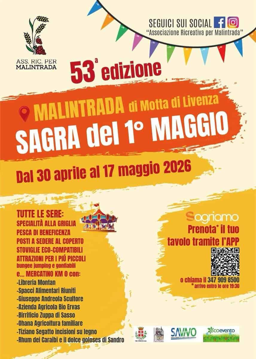 53ª edizione Malintrada di Motta di Livenza – Sagra del 1° Maggio 53ª edizione Malintrada di Motta di Livenza - Sagra del 1° Maggio